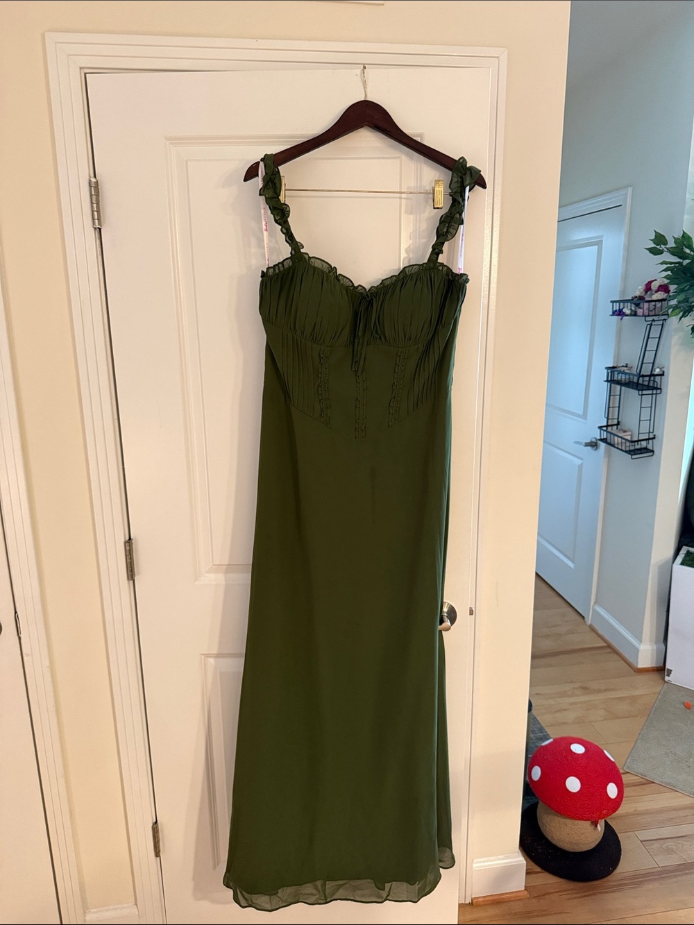 Barbie Azazie olive green bridesmaid dress